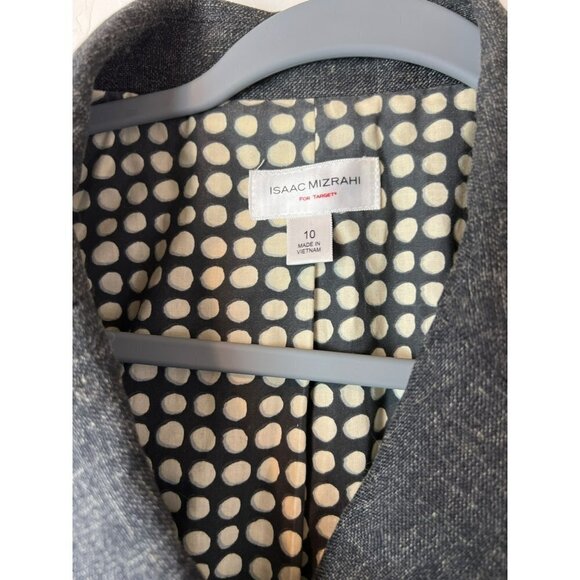 Isaac Mizrahi Linen Blend Blazer Sz 10 Grey Tweed Look - Picture 2 of 6